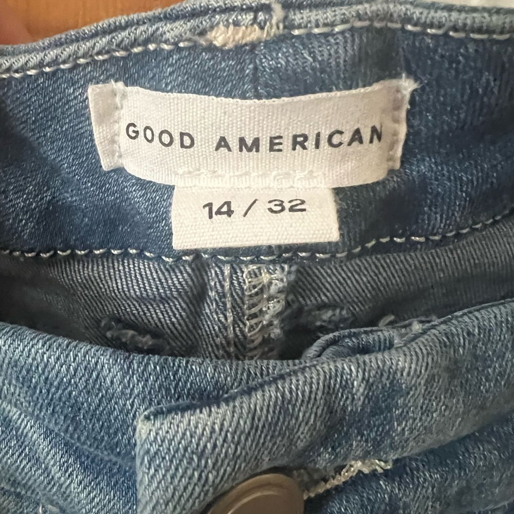 Good American good legs split back pocket flare leg Denim Jeans - Picture 10 of 10